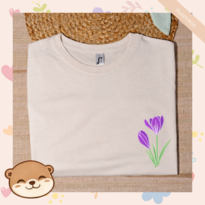 Krókusz mintás női póló, tavaszi virágos minta - ruha & divat - női ruha - póló, felső - Meska.hu