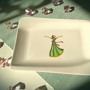 Tündéri zöld tavasz tündéres modern kínáló, dekorációs porcelán tálka AKCIÓ! -  - Meska.hu