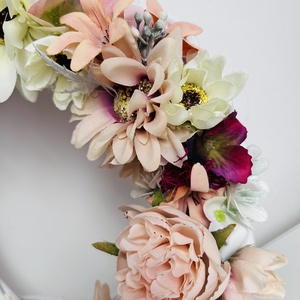 Virágos ajtó dekoráció, kopogtató tavaszi nyári édes otthon - otthon & életmód - dekoráció - ajtó- és ablak dekoráció - ajtódísz & kopogtató - Meska.hu