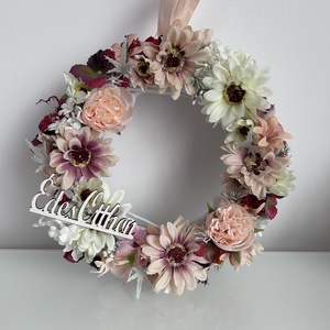 Virágos ajtó dekoráció, kopogtató tavaszi nyári édes otthon - otthon & életmód - dekoráció - ajtó- és ablak dekoráció - ajtódísz & kopogtató - Meska.hu