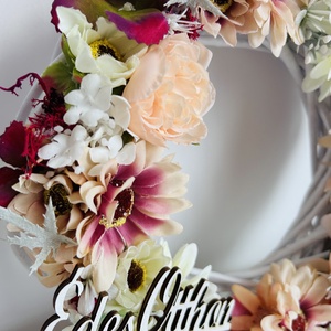 Virágos ajtó dekoráció, kopogtató tavaszi nyári édes otthon - otthon & életmód - dekoráció - ajtó- és ablak dekoráció - ajtódísz & kopogtató - Meska.hu