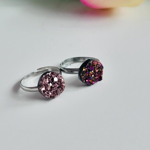 Kristály hatású gyűrű pár, színes és metál rose gold - ékszer - gyűrű - többköves gyűrű - Meska.hu