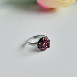 Kristály hatású gyűrű pár, színes és metál rose gold - ékszer - gyűrű - többköves gyűrű - Meska.hu