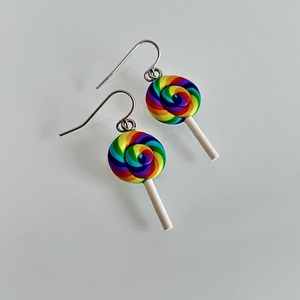 Színes lollypop fülbevaló , Ékszer, Fülbevaló, Lógó fülbevaló, Ékszerkészítés, Gyurma, MESKA