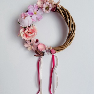 Virágos kopogtató ajtódísz, dekoráció - otthon & életmód - dekoráció - ajtó- és ablak dekoráció - ajtódísz & kopogtató - Meska.hu