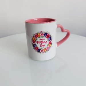 Happy Mothers day  Anyáknapi bögre szív füllel, virágos - Meska.hu