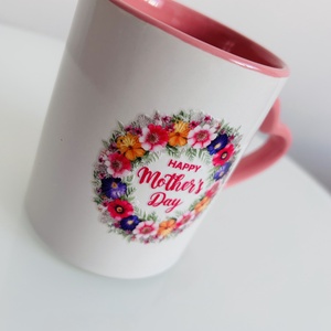 Happy Mothers day  Anyáknapi bögre szív füllel, virágos - otthon & életmód - konyhafelszerelés, tálalás - tálalás - bögre & csésze - Meska.hu