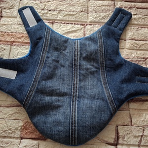 Egyedi, bélelt, farmer kutyaruha, kutyakabát XS, Otthon & Életmód, Kisállatoknak, Kutyáknak, Kutya ruházat, Varrás, MESKA