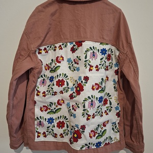 Kalocsai mintás női farmerkabát - Egyedi matyó mintás farmerdzseki M/L - Meska.hu