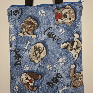 Cipzáros, bélelt, kutyás bevásárló táska, Táska & Tok, Bevásárlás & Shopper táska, Shopper, textiltáska, szatyor, Varrás, MESKA