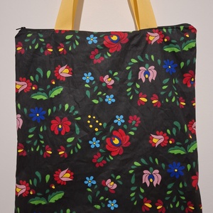 Cipzáros, bélelt, kalocsai mintás bevásárló táska, Táska & Tok, Bevásárlás & Shopper táska, Shopper, textiltáska, szatyor, Varrás, MESKA