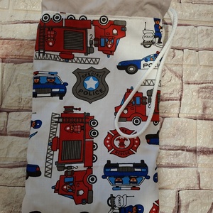 Tűzoltós uzsonnás tasak vízhatlan, frissen tartó béléssel, Táska & Tok, Uzsonna- & Ebéd tartó, Szendvics csomagoló, Varrás, MESKA