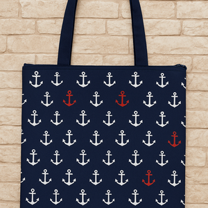 Cipzáros, bélelt, matróz mintás bevásárló táska, Táska & Tok, Bevásárlás & Shopper táska, Shopper, textiltáska, szatyor, Varrás, MESKA