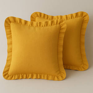 Mustár színű, fodros párna szett - Meska.hu