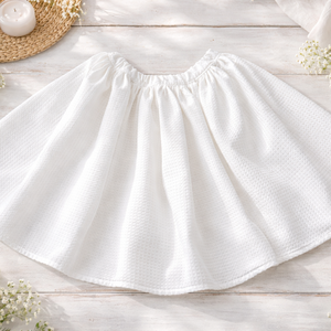 Fehér színű, extra pörgős waffle/darázspamut néptáncszoknya 40 cm - Meska.hu
