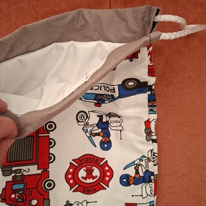 Tűzoltós uzsonnás tasak PUL béléssel - táska & tok - uzsonna- & ebéd tartó - szendvics csomagoló - Meska.hu