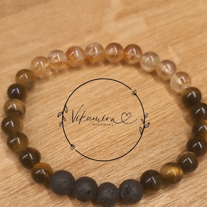 Tigrisszem-citrin-lávakő aroma ásványkarkötő - ékszer - karkötő - ásványkarkötő - Meska.hu