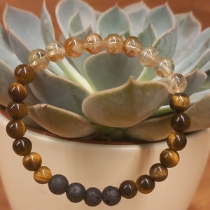 Tigrisszem-citrin-lávakő aroma ásványkarkötő, Ékszer, Karkötő, Ásványkarkötő, , MESKA