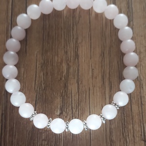 Rózsakvarc szívcsakra ásványkarkötő, Ékszer, Karkötő, Ásványkarkötő, Ékszerkészítés, MESKA