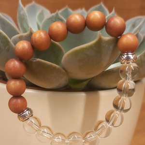 Hegyikristály-szantálfa ásványkarkötő , Ékszer, Karkötő, Ásványkarkötő, Ékszerkészítés, MESKA