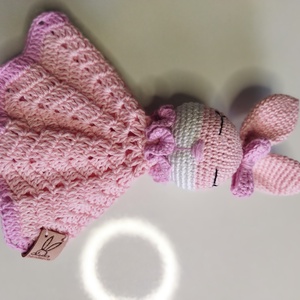 Horgolt nyuszis szundipajti, 25 cm - játék & sport - plüssállat & játékfigura - nyuszi - Meska.hu