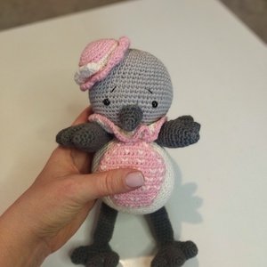 Horgol kismadár, vörösbegy, 25 cm  - játék & sport - plüssállat & játékfigura - madár - Meska.hu