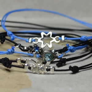 Nefelejcs - kék köves egyszál karkötő ezüst virággal -  - Meska.hu