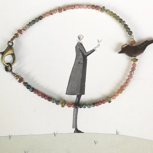 Barna gyöngyház madár karkötő 1.  -  - Meska.hu