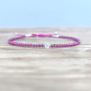 Pinky-herkimer gyémánt karkötő, Ékszer, Karkötő, Charm karkötő, Ékszerkészítés, Gyöngyfűzés, gyöngyhímzés, MESKA