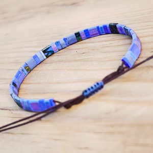 Selymes üveggyöngy karkötő - indigó, Ékszer, Karkötő, Gyöngyös karkötő, Ékszerkészítés, Gyöngyfűzés, gyöngyhímzés, MESKA