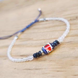 Kerámia és rózsakvarc karkötő - ékszer - karkötő - ásványkarkötő - Meska.hu