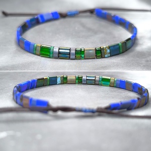 Selymes üveggyöngy karkötő - eozin - ékszer - karkötő - gyöngyös karkötő - Meska.hu