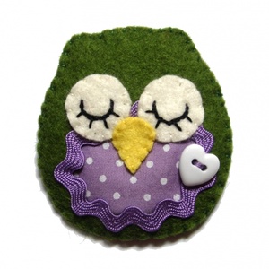 Huhu a Bagoly kitűző -lila pöttyös- - Meska.hu