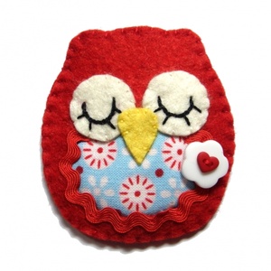 Huhu a Bagoly kitűző -piros- - Meska.hu