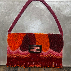 Fendi Baguette Táska Inspiráló Gyöngyözöt Vászon Kép Rózsaszín és narancssárga Modern Falikép , Otthon & Életmód, Dekoráció, Kép & Falikép, Vászonkép, Gyöngyfűzés, gyöngyhímzés, Festészet, MESKA