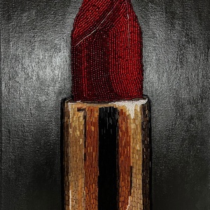 Piros Rúzs Gyöngyözött Festmény ( Red Lipstick  ) 40x 30 cm - otthon & életmód - dekoráció - kép & falikép - vászonkép - Meska.hu