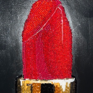 Piros Rúzs Gyöngyözött Festmény ( Red Lipstick  ) 40x 30 cm - otthon & életmód - dekoráció - kép & falikép - vászonkép - Meska.hu