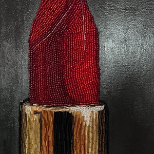 Piros Rúzs Gyöngyözött Festmény ( Red Lipstick  ) 40x 30 cm - otthon & életmód - dekoráció - kép & falikép - vászonkép - Meska.hu