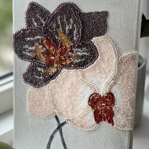 Elegáns orchideák � kézzel gyöngyözött textúrafestmény, Otthon & Életmód, Dekoráció, Kép & Falikép, Vászonkép, Gyöngyfűzés, gyöngyhímzés, MESKA