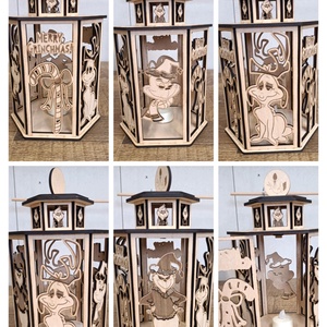 Grincses lámpás, Karácsony, Karácsonyi lakásdekoráció, Karácsonyi fénydekoráció, Famegmunkálás, MESKA