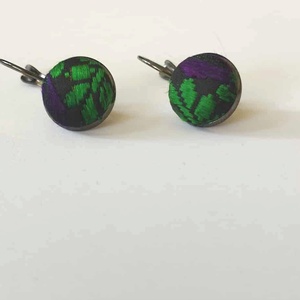 Selyem gomb fülbevaló - ékszer - fülbevaló - lógós kerek fülbevaló - Meska.hu