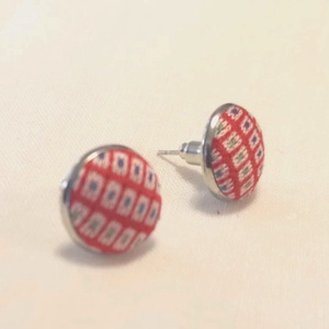 Piros mintás fülklipsz  - ékszer - fülbevaló - klipsz - Meska.hu