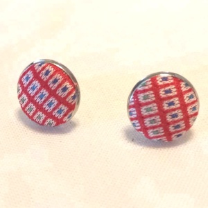 Piros mintás fülklipsz , Ékszer, Fülbevaló, Klipsz, Ékszerkészítés, Fémmegmunkálás, MESKA