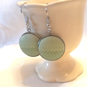 Zöld fülbevaló - ékszer - fülbevaló - lógós kerek fülbevaló - Meska.hu