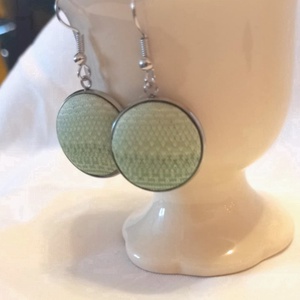 Zöld fülbevaló - ékszer - fülbevaló - lógós kerek fülbevaló - Meska.hu