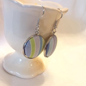 Pasztell csíkos fülbevaló, Ékszer, Fülbevaló, Lógós kerek fülbevaló, Ékszerkészítés, Fémmegmunkálás, MESKA