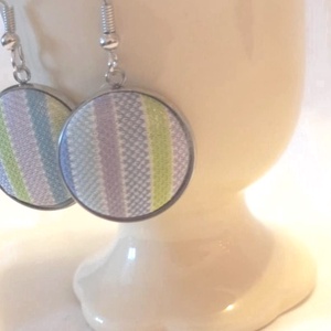 Pasztell csíkos fülbevaló - ékszer - fülbevaló - lógós kerek fülbevaló - Meska.hu