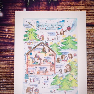 Karácsonyi Bakkancslista, Adventi Készülődés Gyerekekkel,Karácsonyi Dekoráció,Karácsonyi Ötlettár - művészet - grafika & illusztráció - egyéb rajzok - Meska.hu