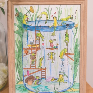 Béka Illusztráció, Időjárás jelző, Mese Illusztráció, Dekoráció,  - művészet - grafika & illusztráció - ceruzarajz - Meska.hu