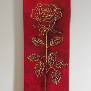Piros rózsa aranyban - Meska.hu